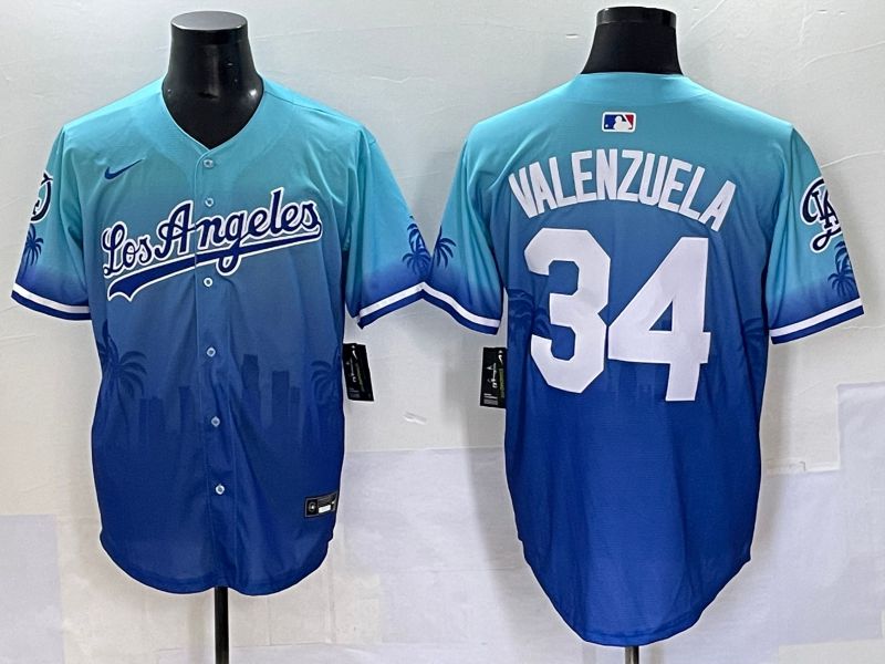 Men 2025 Los Angeles Dodgers #34 Valenzuela Blue Nike MLB Jersey Daoqite style 1